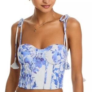 Aqua Blue Floral Crop Top